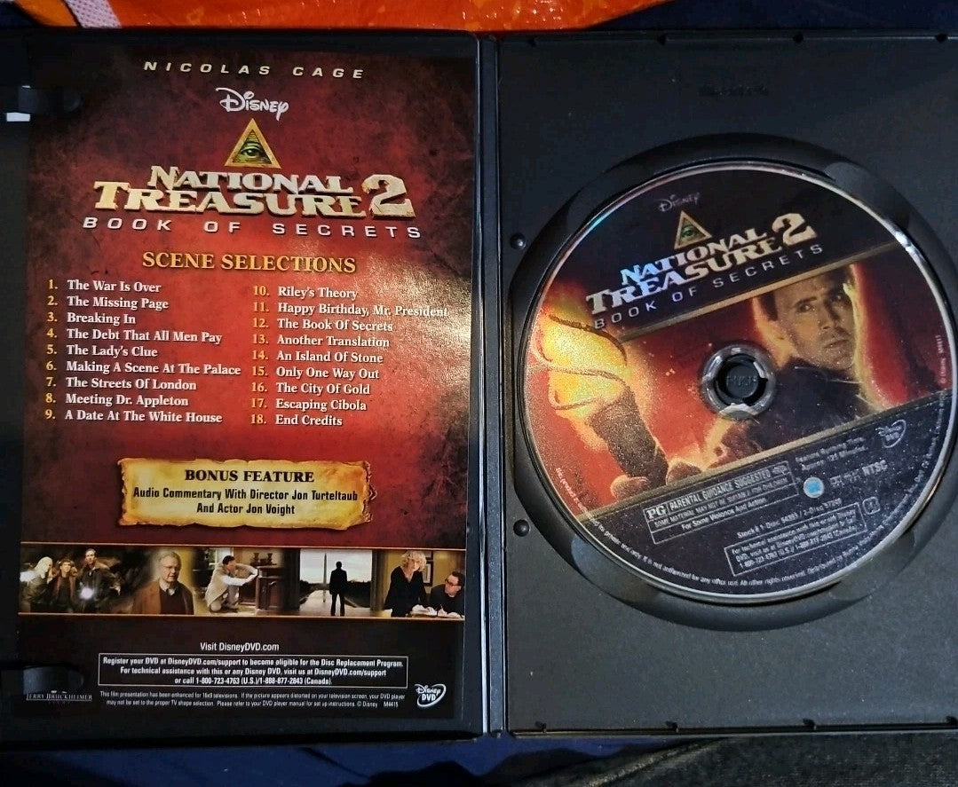 National Treasure 2: Book of Secrets (DVD, 2007) Thin Case. Cropped Artwork