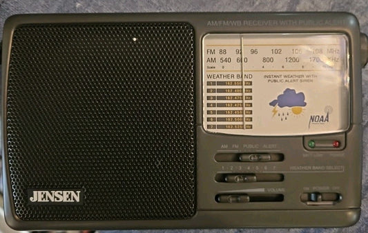 Jensen MR-600 AM/FM/WB Radio Receiver NOAA Storm Public Alerts Compact Portable