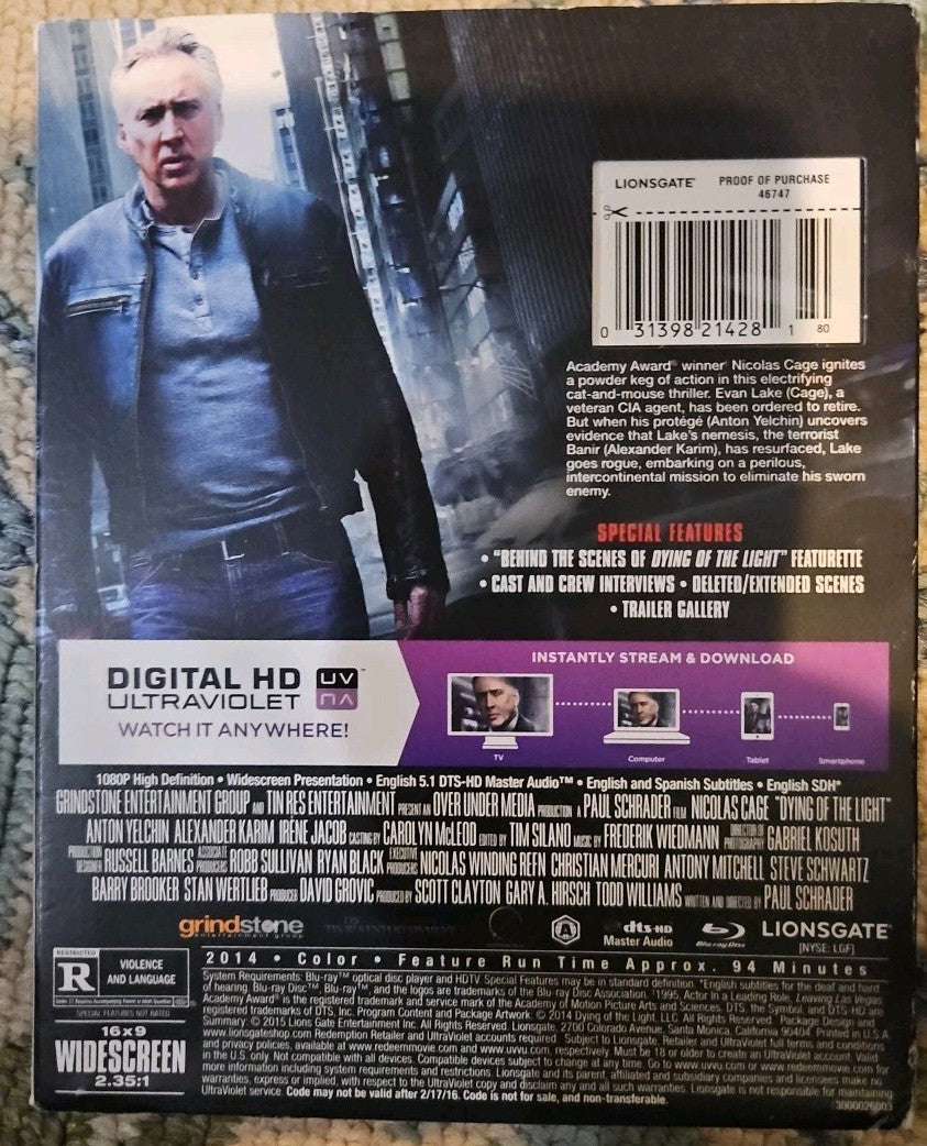 Dying of the Light (Blu-ray, 2014) New. No Digital Download