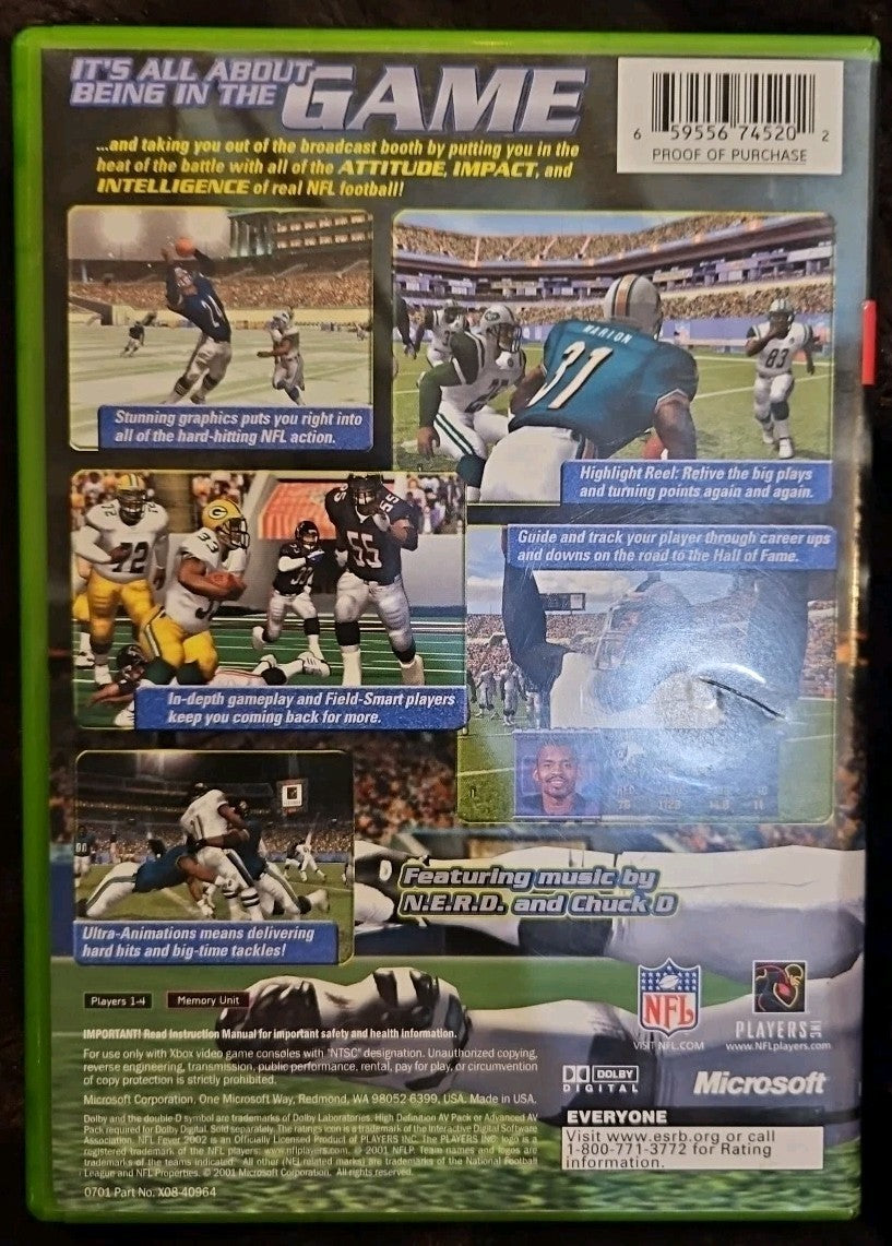 NFL Fever 2002 - Microsoft Xbox. Tested. No Scratches. New Case.