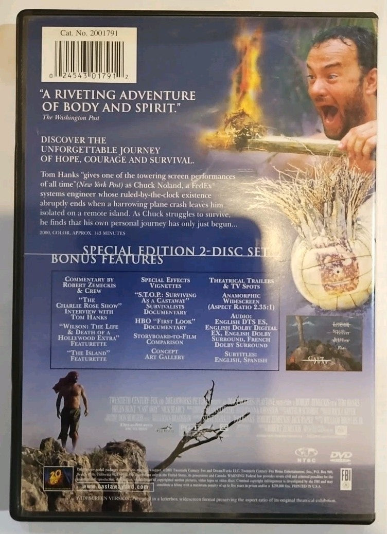 Cast Away (DVD, 2001, 2-Disc Set, Sensormatic Special Edition)