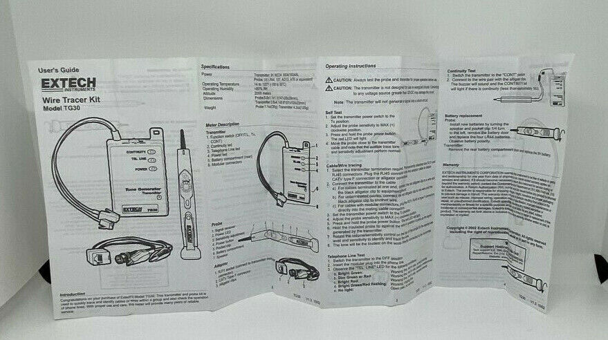 Extech TG30 Wire Trace Tone Generator Probe Kit