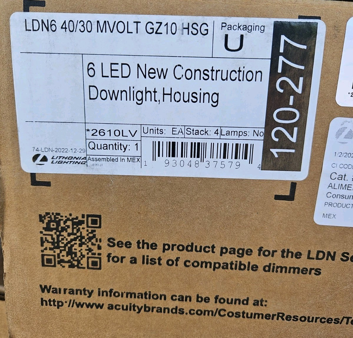 Lithonia Recess Lighting LDN6 40/30 120-277v 6" 4000k Gz10 NEW Save 25%