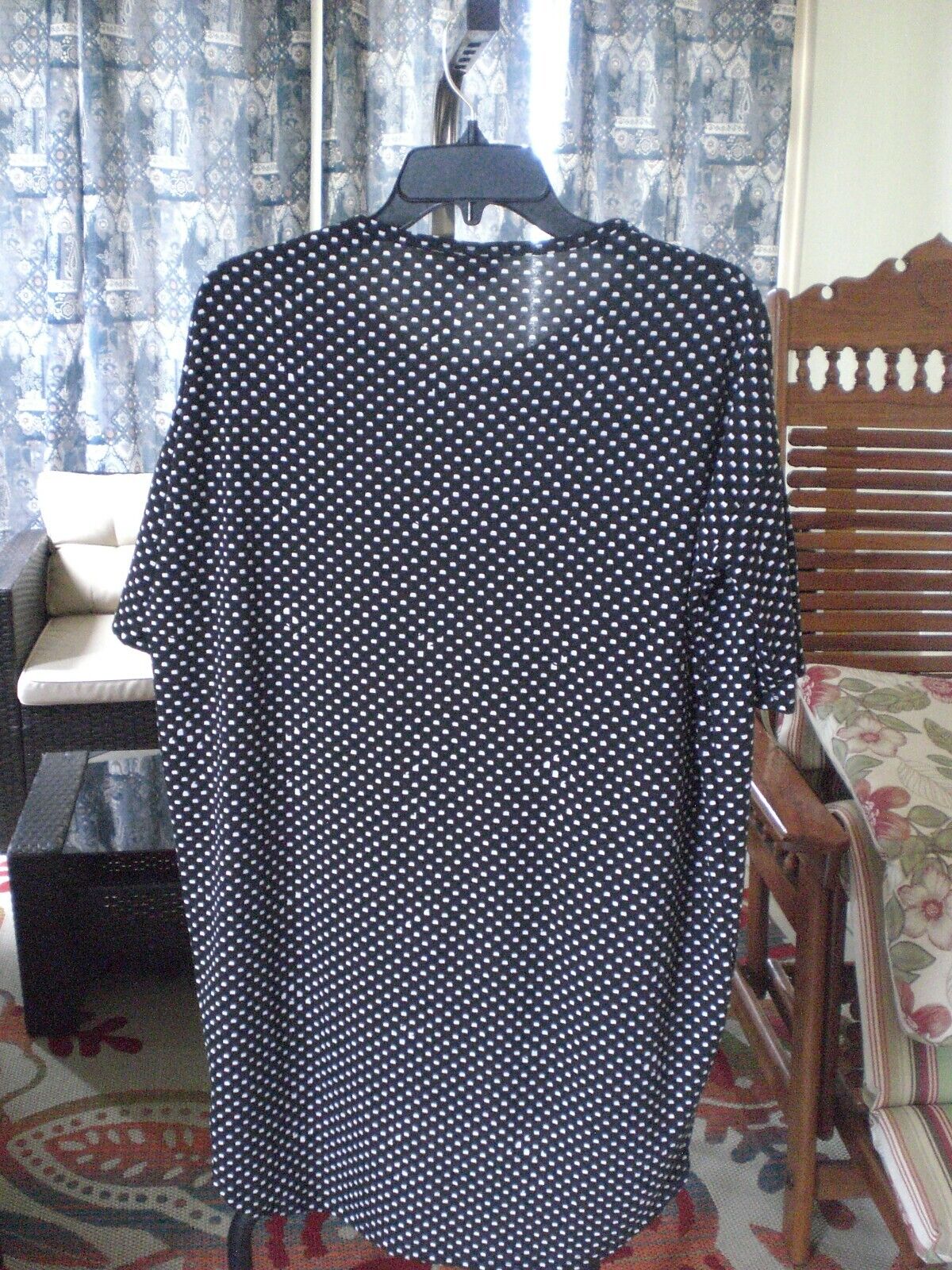 NWT LuLaRoe Irma Shirt Top Blouse Tunic XXS Black with White Geometric Shapes