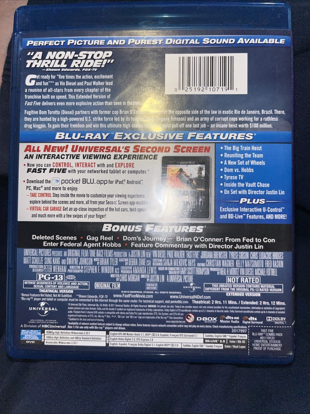Fast Five (Blu-ray, 2011) New. No Digital Download