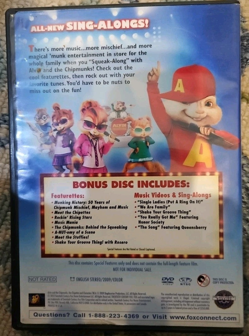 Alvin & the Chipmunks + Squeakquel + Squeak Along  (3- DVDs) New Sealed