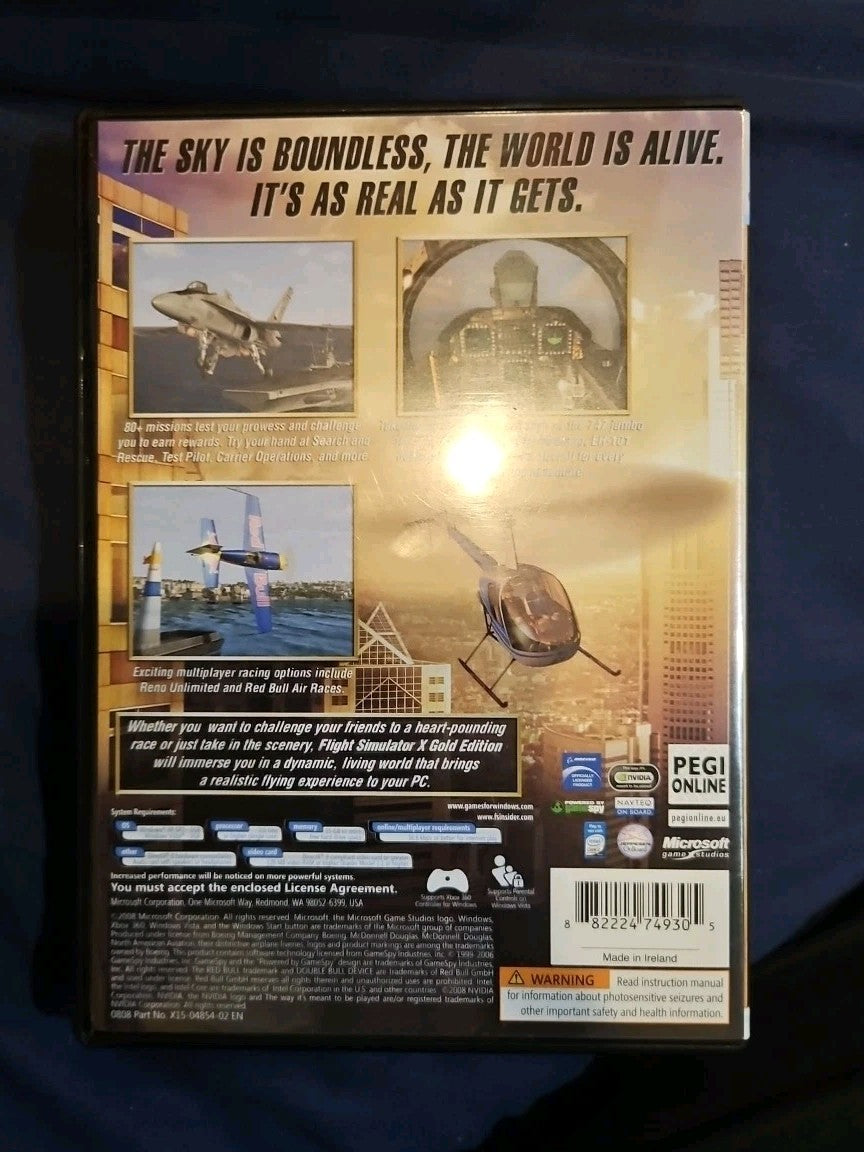 Microsoft Flight Simulator X Gold Edition (PC DVD ROM, 2008) Complete CD Key