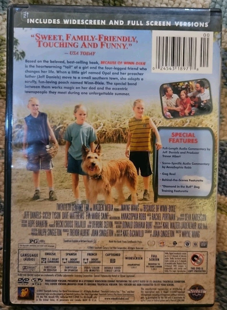 Because of Winn-Dixie (DVD, 2005) Tested. No Scratches. New Case. Resealed