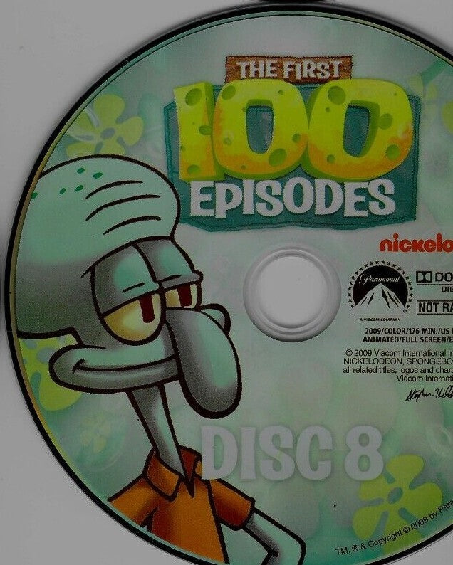 Sponge Bob Square Pants 100 Episodes Replacement  DVDs - Tested. No Scratches