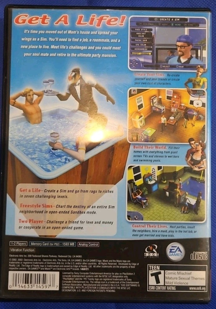 Sims Greatest Hits (PS2) Tested. No Scratches. W/Manual. New Case. Resealed