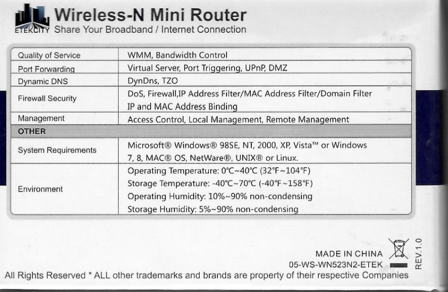 Etek City Wireless-N Mini Router