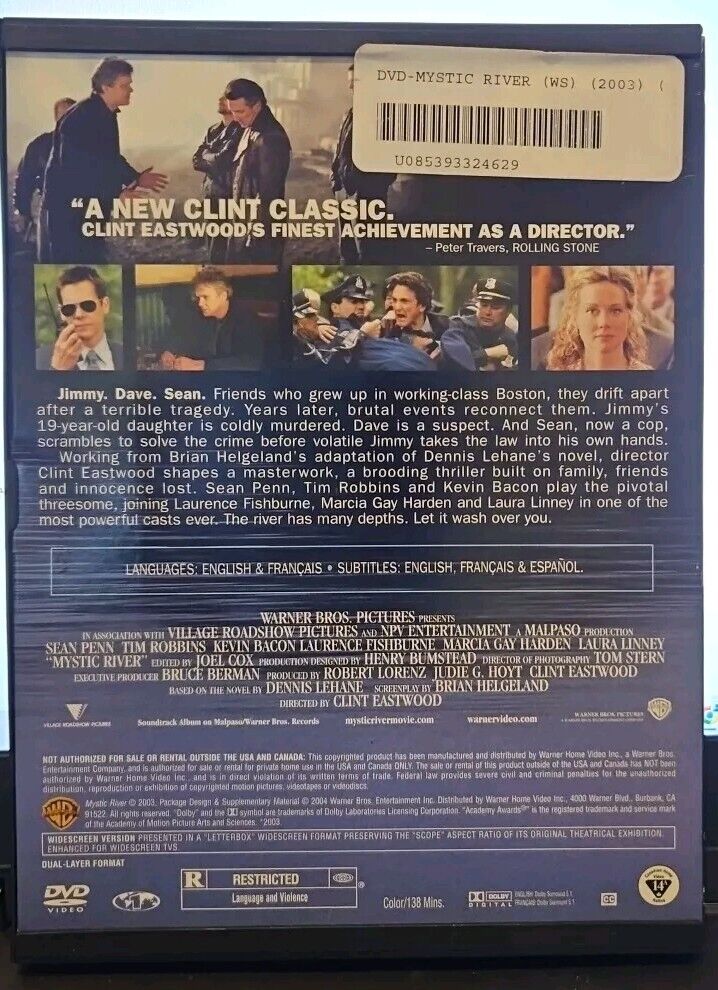 Mystic River (DVD, 2004, Widescreen) Tested