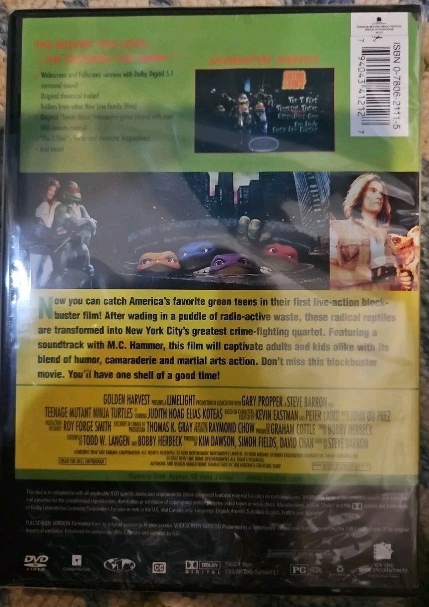 Teenage Mutant Ninja Turtles (DVD, 1990) New. No Digital Download