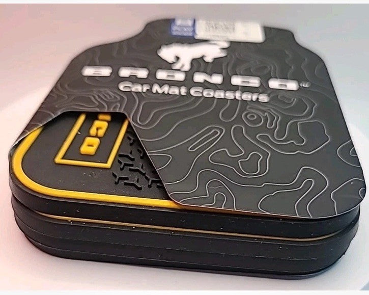 4 Pack Ford Bronco Rubber Floor Car Mat Drink Coasters Official Licensed New