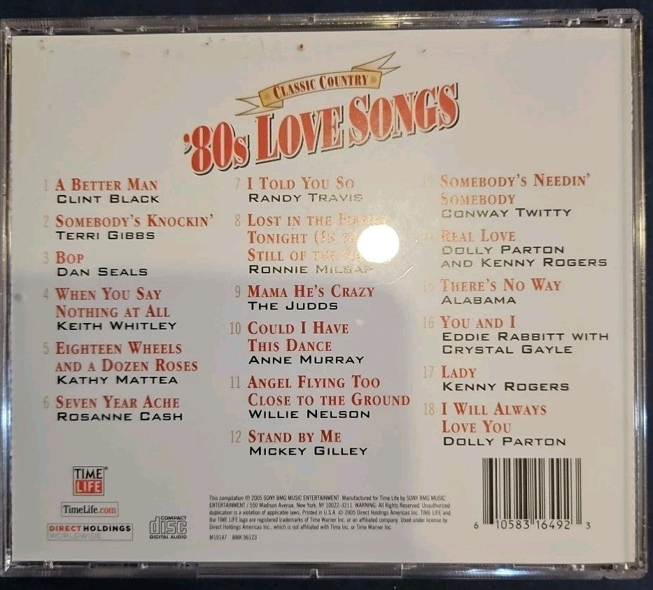 TIME-LIFE-CLASSIC COUNTRY-80'S LOVE SONGS ( NEW/) 6 CD Set. Some Boxwear