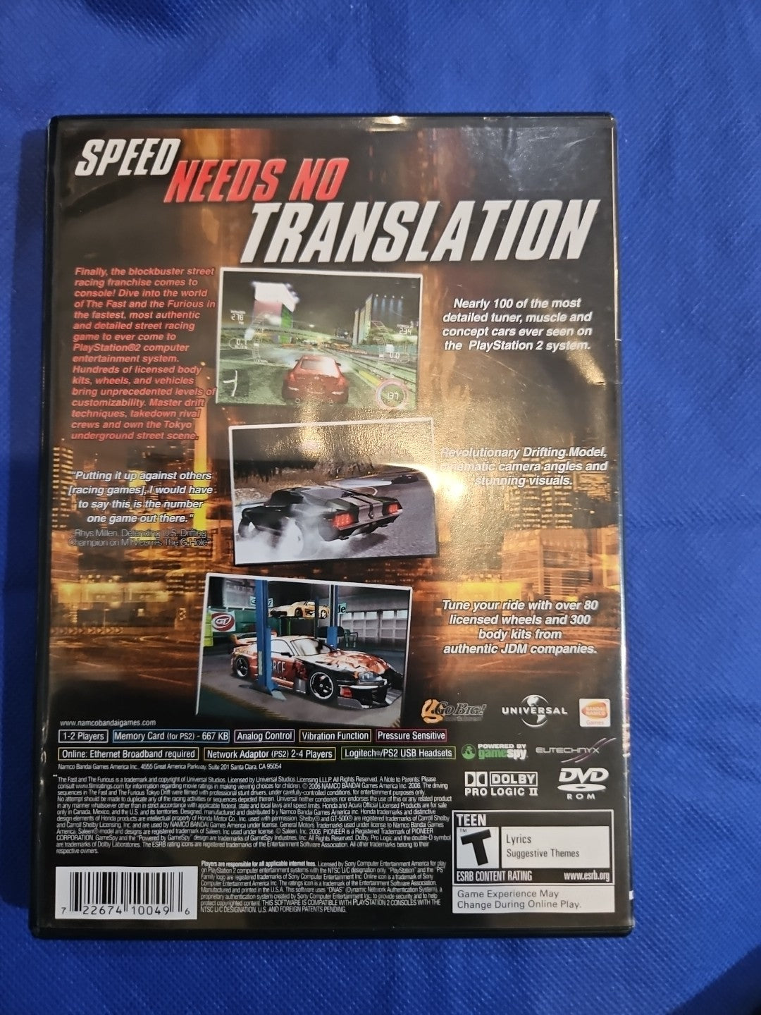 Fast & Furious (PS2) Mint. Tested. No Manual