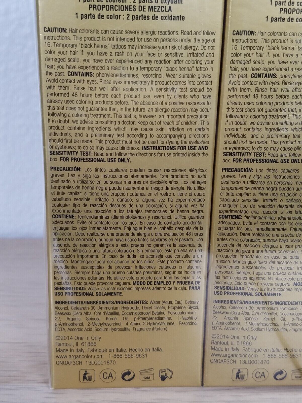 3 Pks-One 'N Only Argan Oil Hair Color 3CH Dark Chocolate Brown Permanent Color