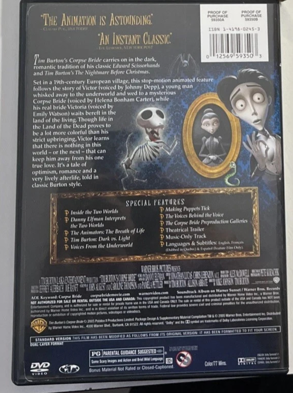 Tim Burton's Corpse Bride (Full Screen Edition) - new