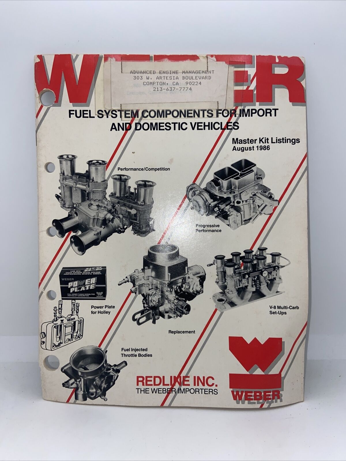 Weber 1986 Fuel System Components for Import And Domestic Vehicles Master List