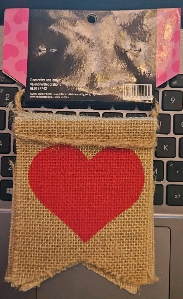 Love Burlap Heart Banner | Wedding Day Decorations | Valentines Garland | Home