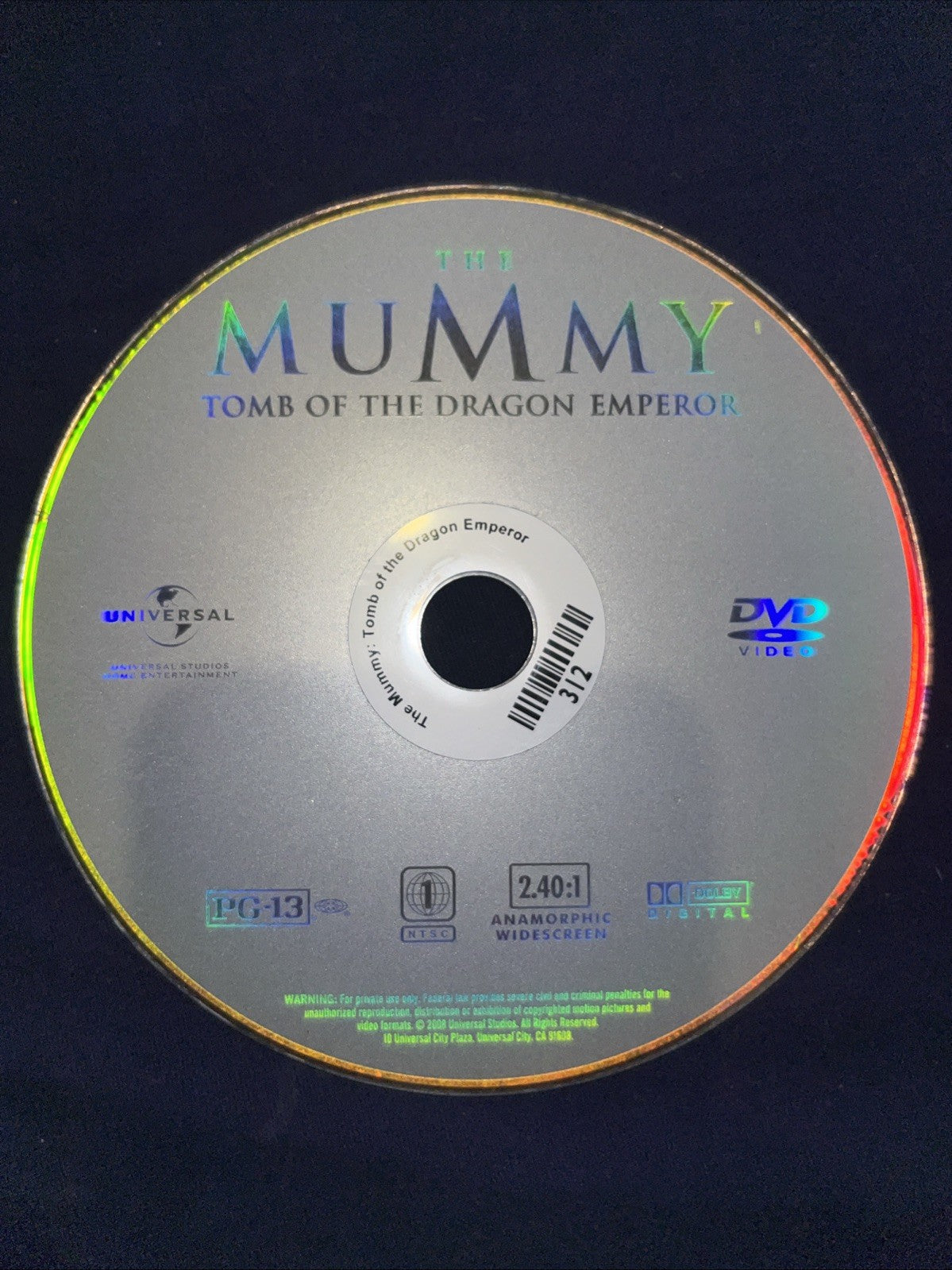 The Mummy: Tomb of the Dragon Emperor (DVD, 2008) Tested. Disc Only