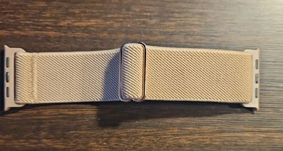 Band Fits Apple Watch 38 40 41mm Series 1-9 SE Beige Stretch Woven Adjustable...