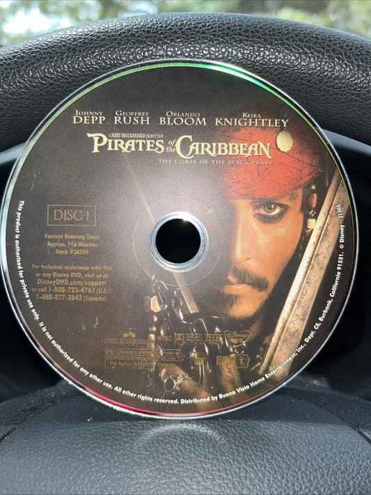 Pirates of the Caribbean: The Curse of the Black Pearl (DVD) Tested. Disc Only