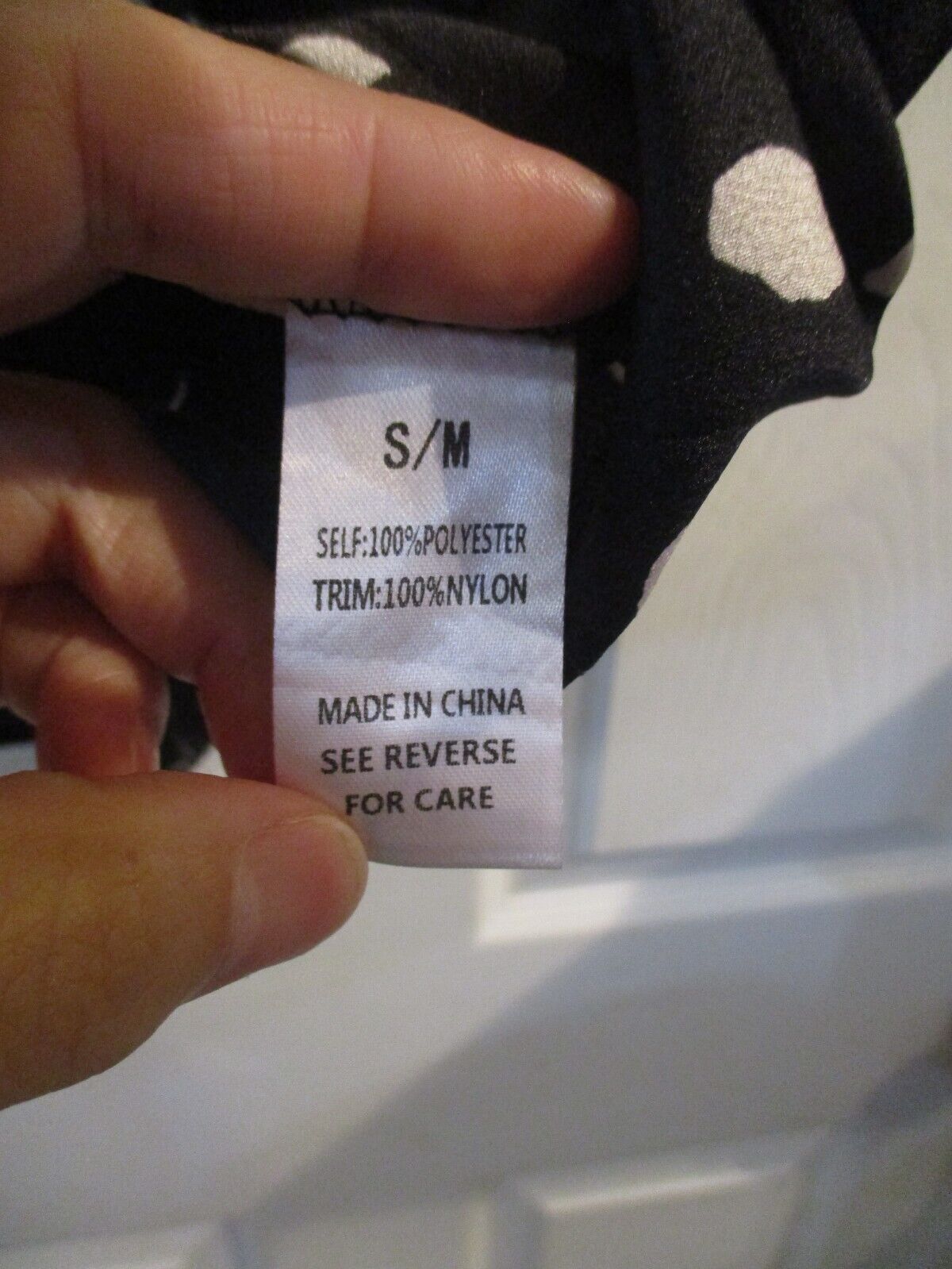 Wishlist Apparel S/M Black & Cream Spot Blouse with Lace Cap Sleeve & Neck NEW