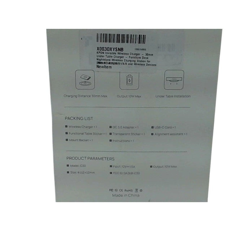 Invisible Wireless Charger 30mm/1.18" Under Desk For IPhone Samsung Galaxy