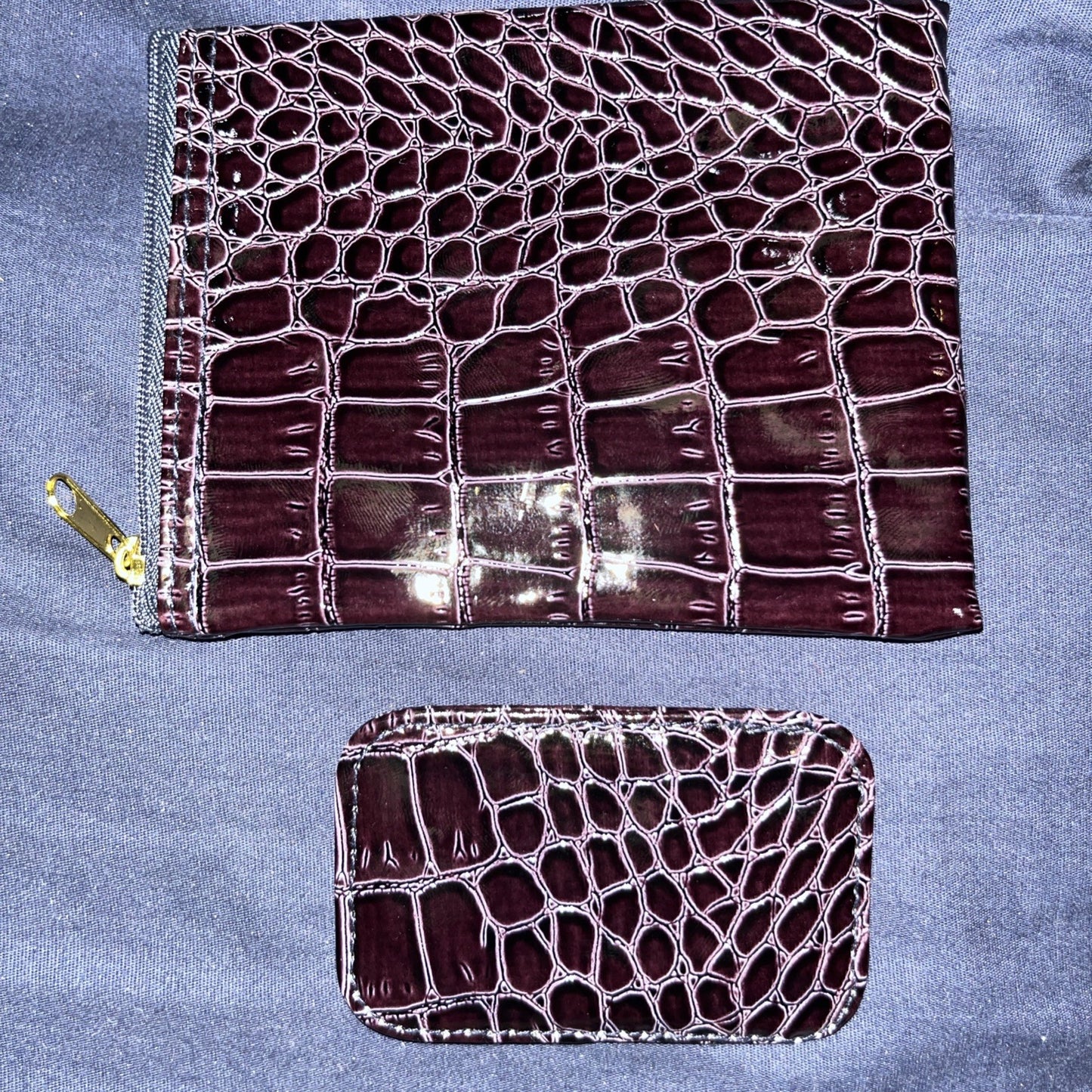 SeneGence Make-Up Pouch 4” With Mirror (Black) 2” Faux Snakeskin