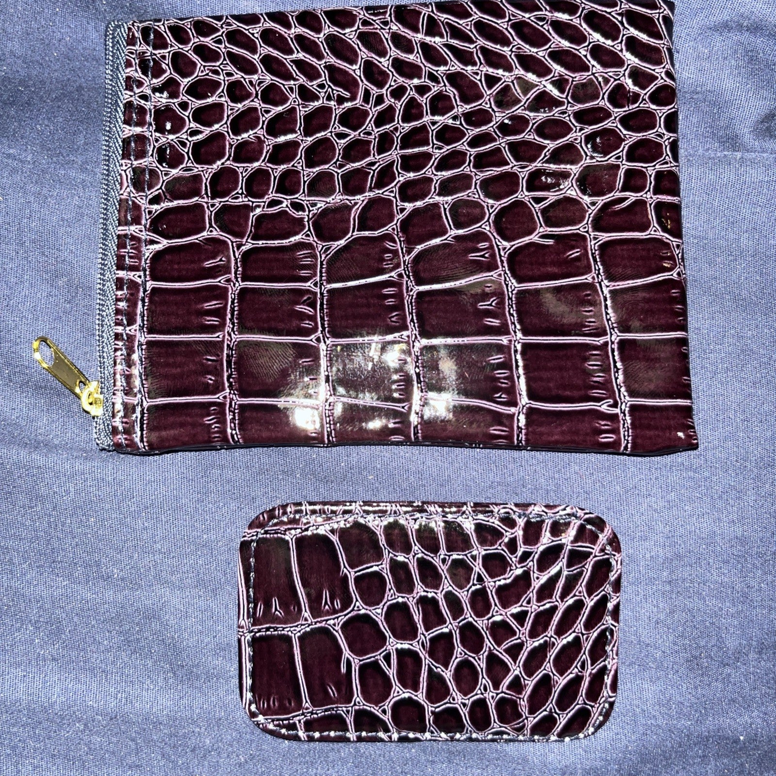 SeneGence Make-Up Pouch 4” With Mirror (Black) 2” Faux Snakeskin