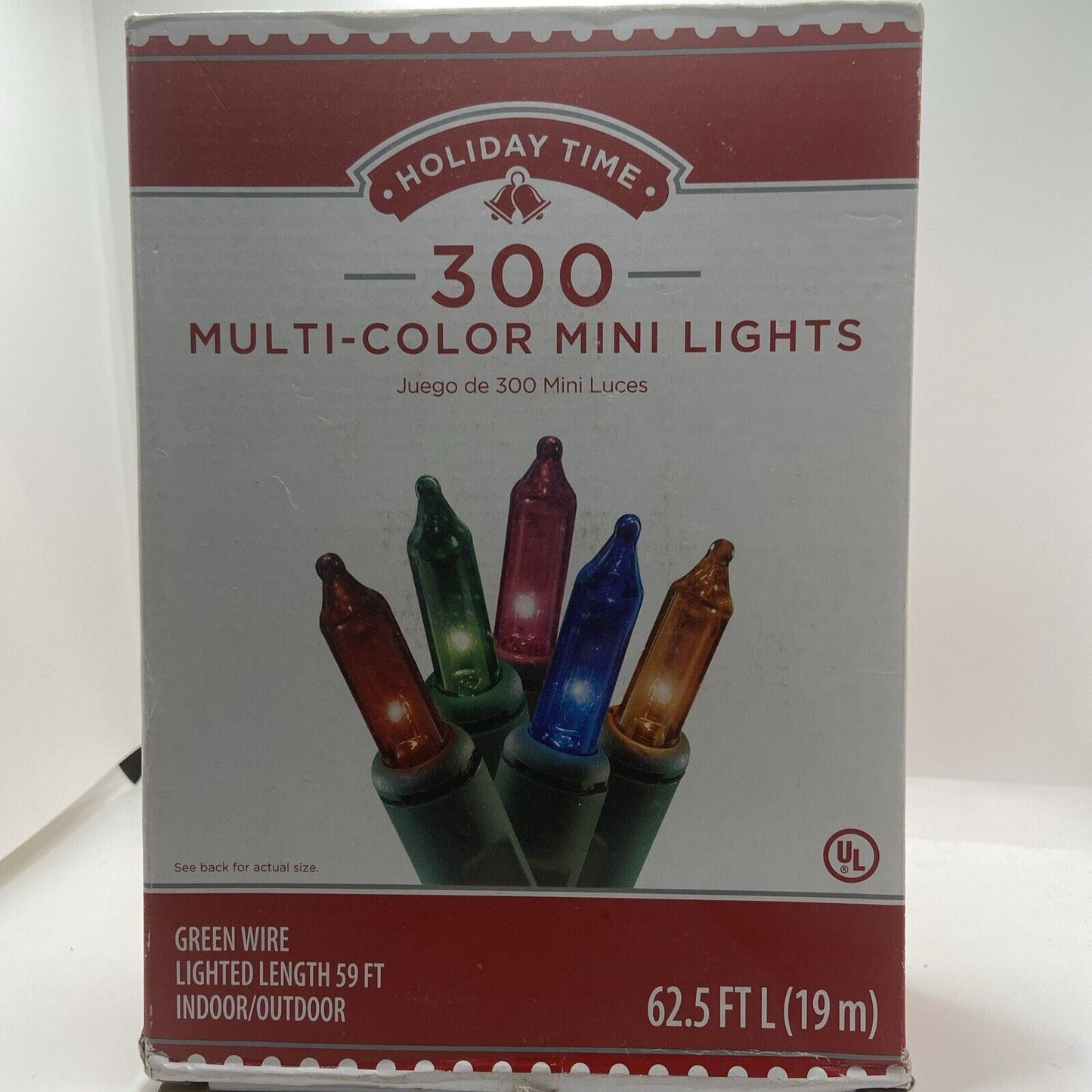 Holiday Time 300 Multi-color Mini Lights Green Wire Indoor/Outdoor NIB UL 62.5’