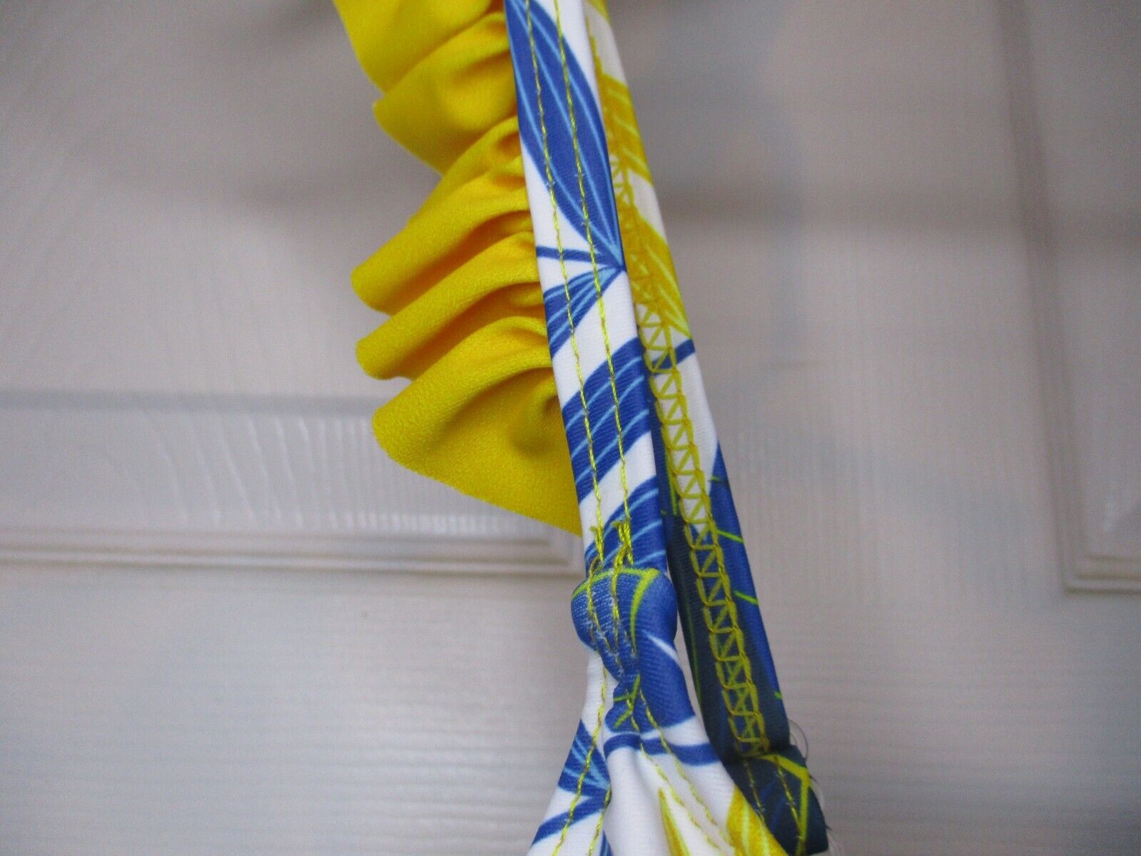 Girls Yellow Blue White One Piece Swimsuit Ruffles Size 7