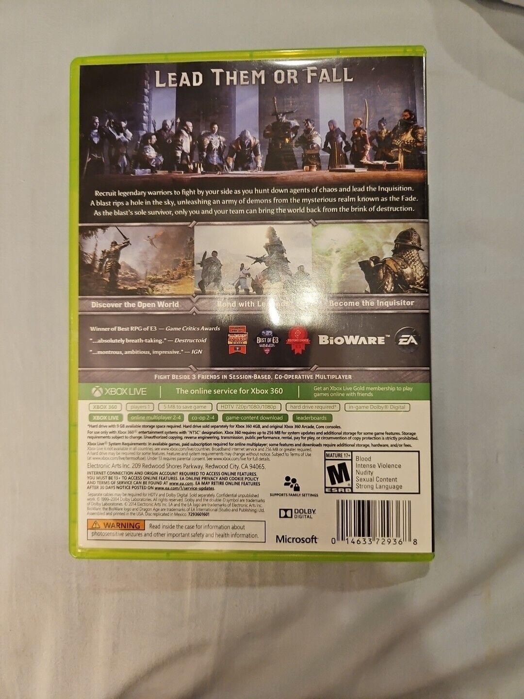 Dragon Age: Inquisition (Microsoft Xbox 360, 2014) Tested