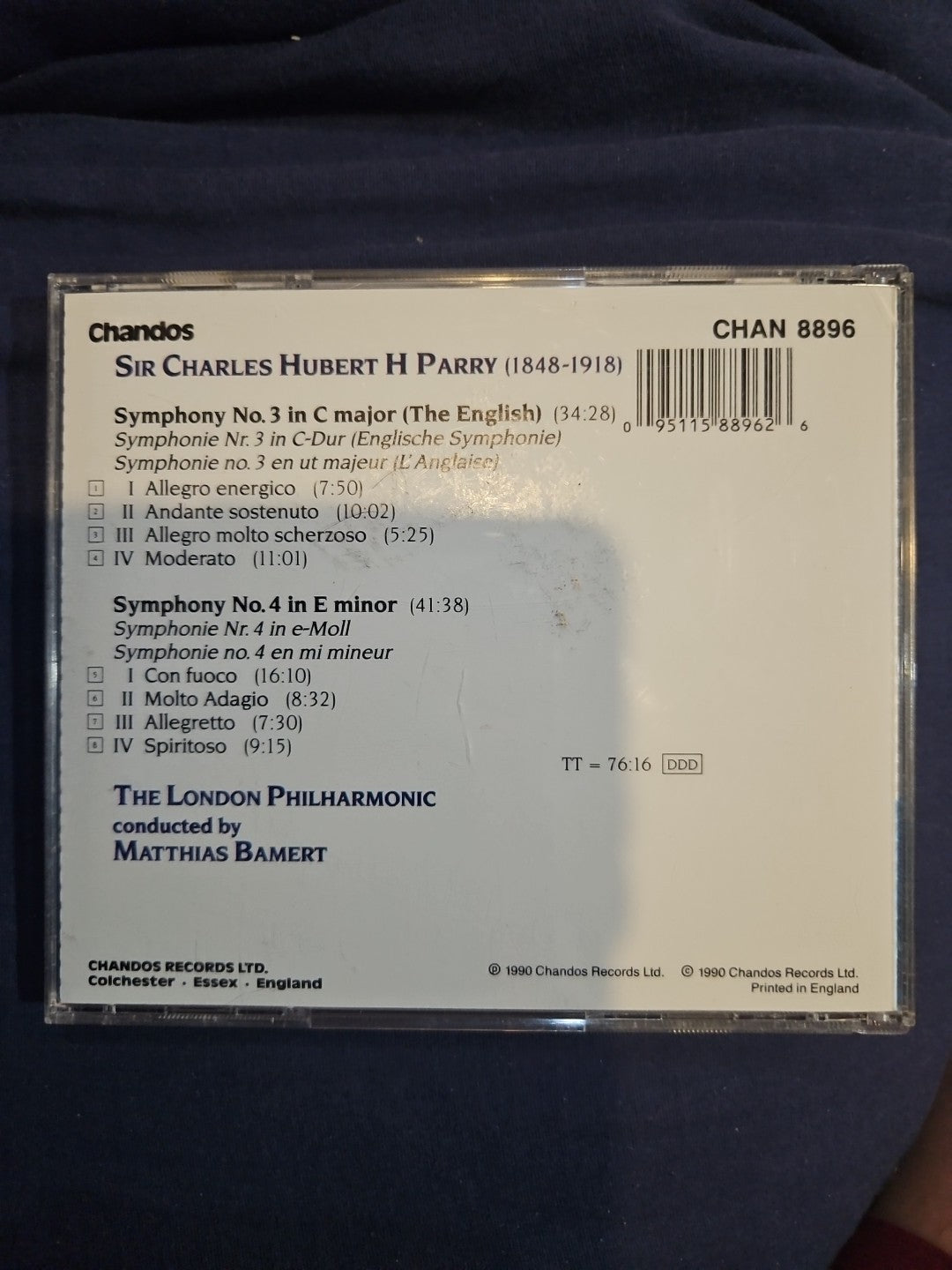 Symphonies 3 & 4 by Parry / Barnert (CD, 1992)