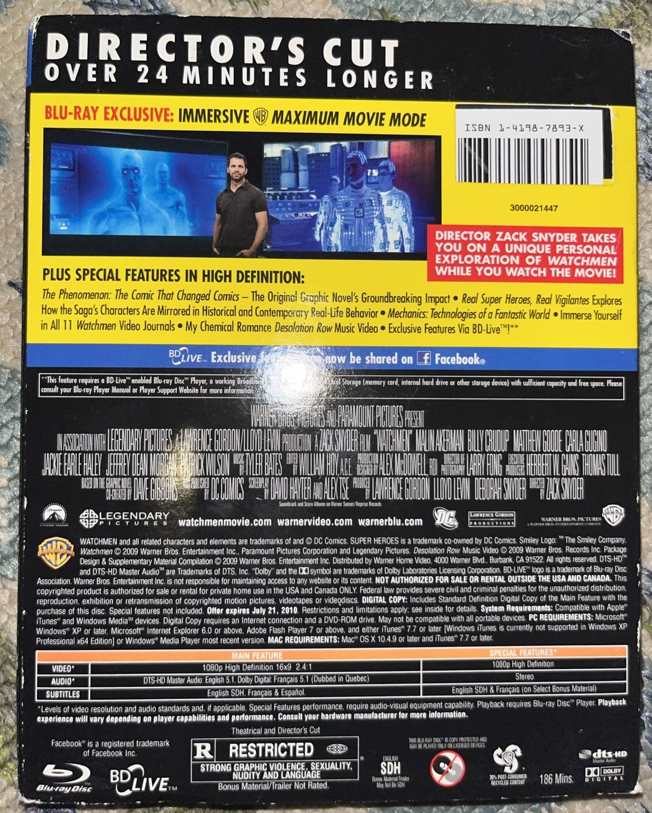 Watchmen (Blu-ray, 2009) New. No Digital Download