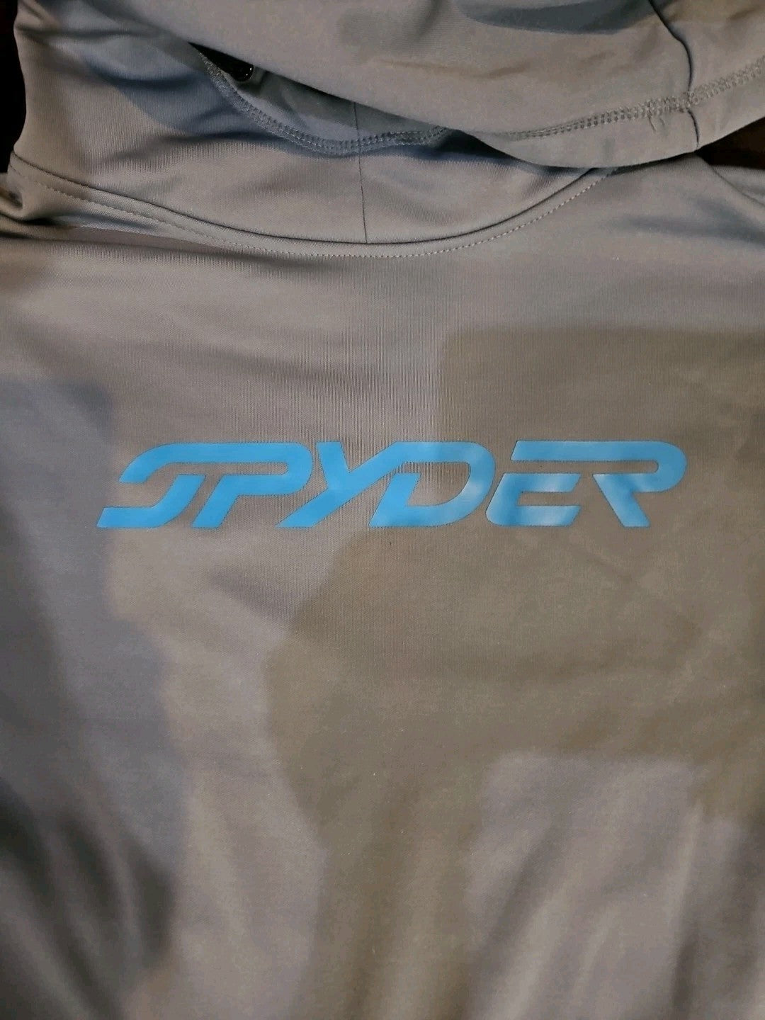 Spyder Large Grey With Blue Lettering Hoodie Pullover