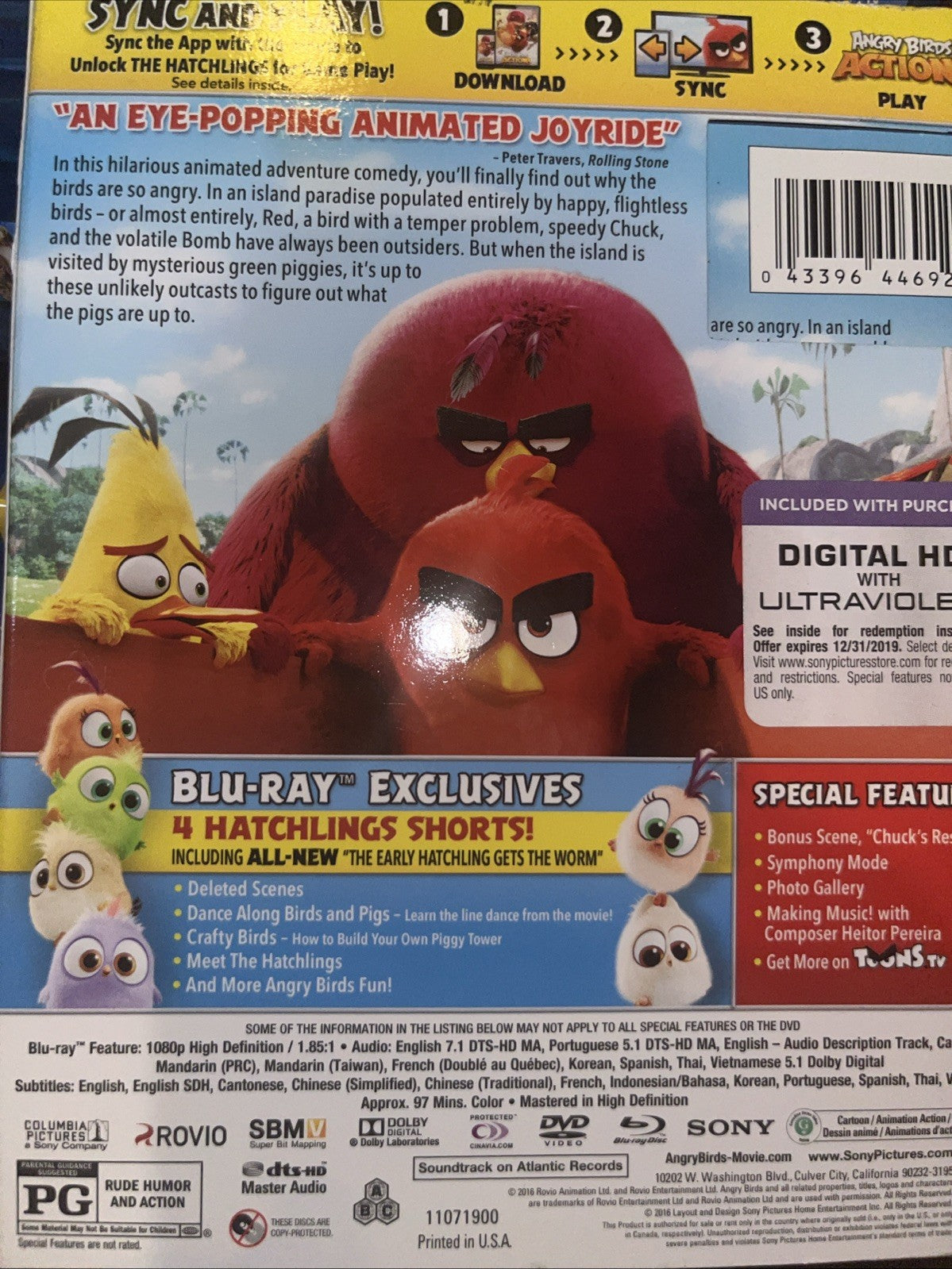 The Angry Birds Movie (Blu-ray, 2016) Sealed. No Digital Download
