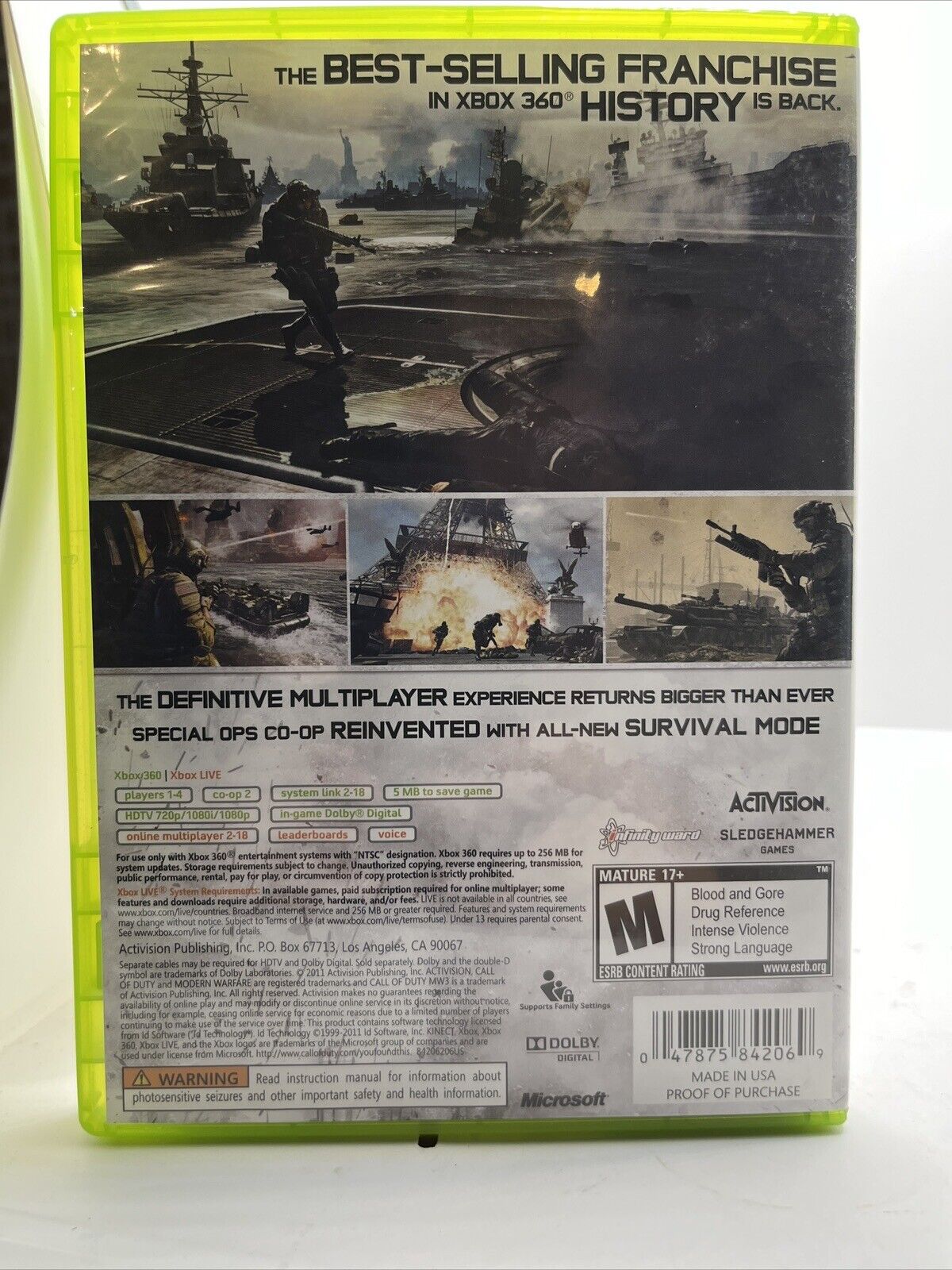 XBOX 360 Call Of Duty Modern Warefare 3 New Case. Tested. No Scratches.