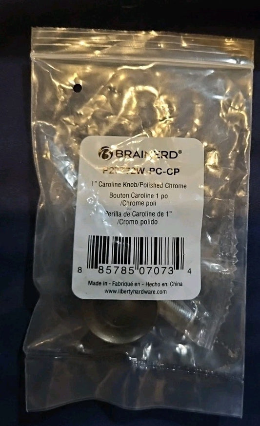Brainerd 1-1/4" x 1" Chrome Carolina Rectangle Cabinet Door Knob  P27772W-PC-CP