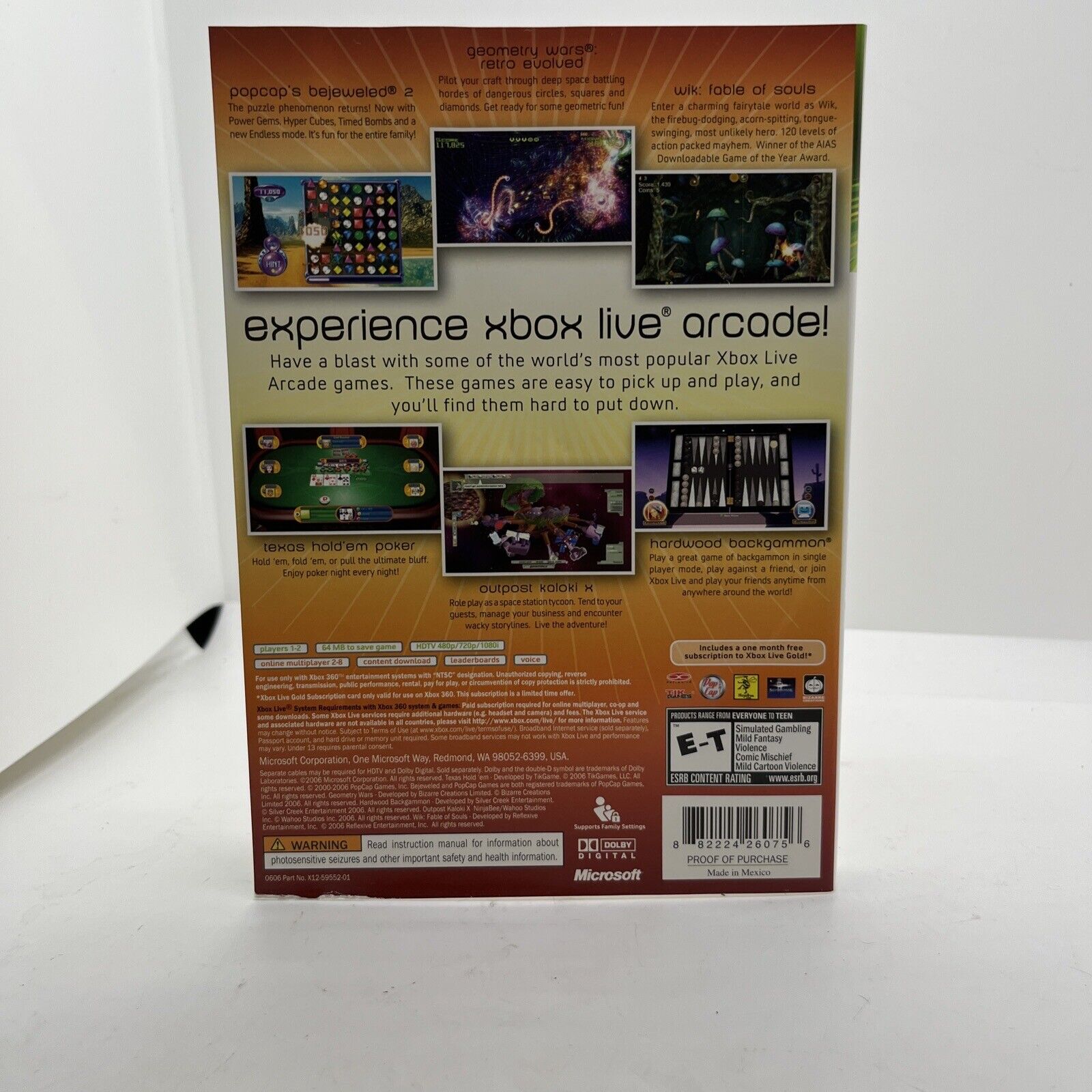 Xbox Live Arcade Unplugged Vol. 1 (Microsoft Xbox 360) Artwork & Manual Only