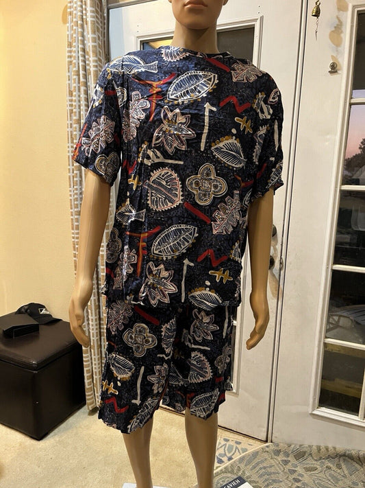 Angderson Size Large Short Sleeve Shirt And Bermuda Shorts Set 100% Rayon