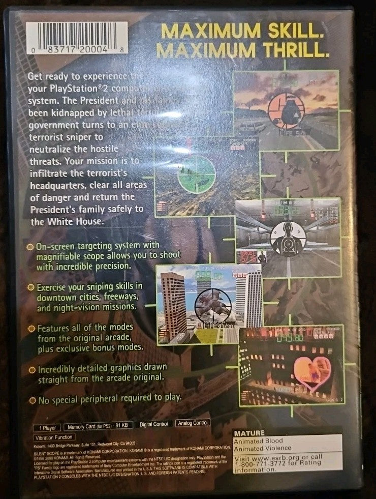 Silent Scope - Sony PlayStation 2. No Game. Case + Artwork + Manual ONLY