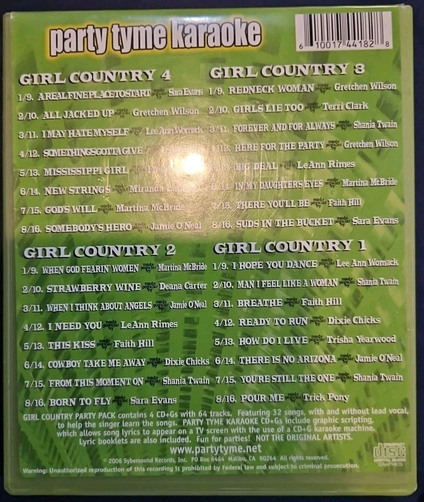 Party Tyme Karaoke: Girl Country Party Pack by Sybersound (CD, 2006)