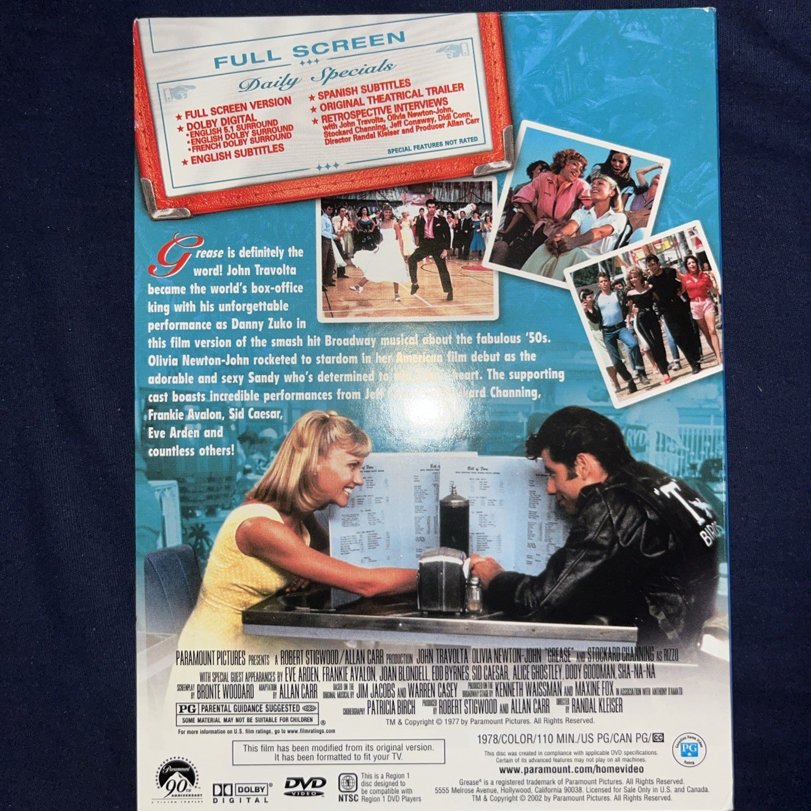 Grease (DVD, 2003, Full Frame Checkpoint) Tested. With Slipcover