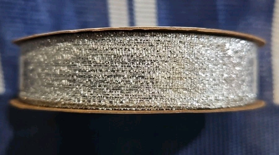 Offray Craft Ribbon - 5/8 in x 12 ft - Metallic Silver
