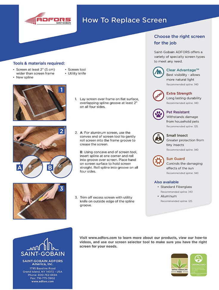 ADFORS Standard Fiberglass Window Screen, 48" x 84" Roll, Charcoal