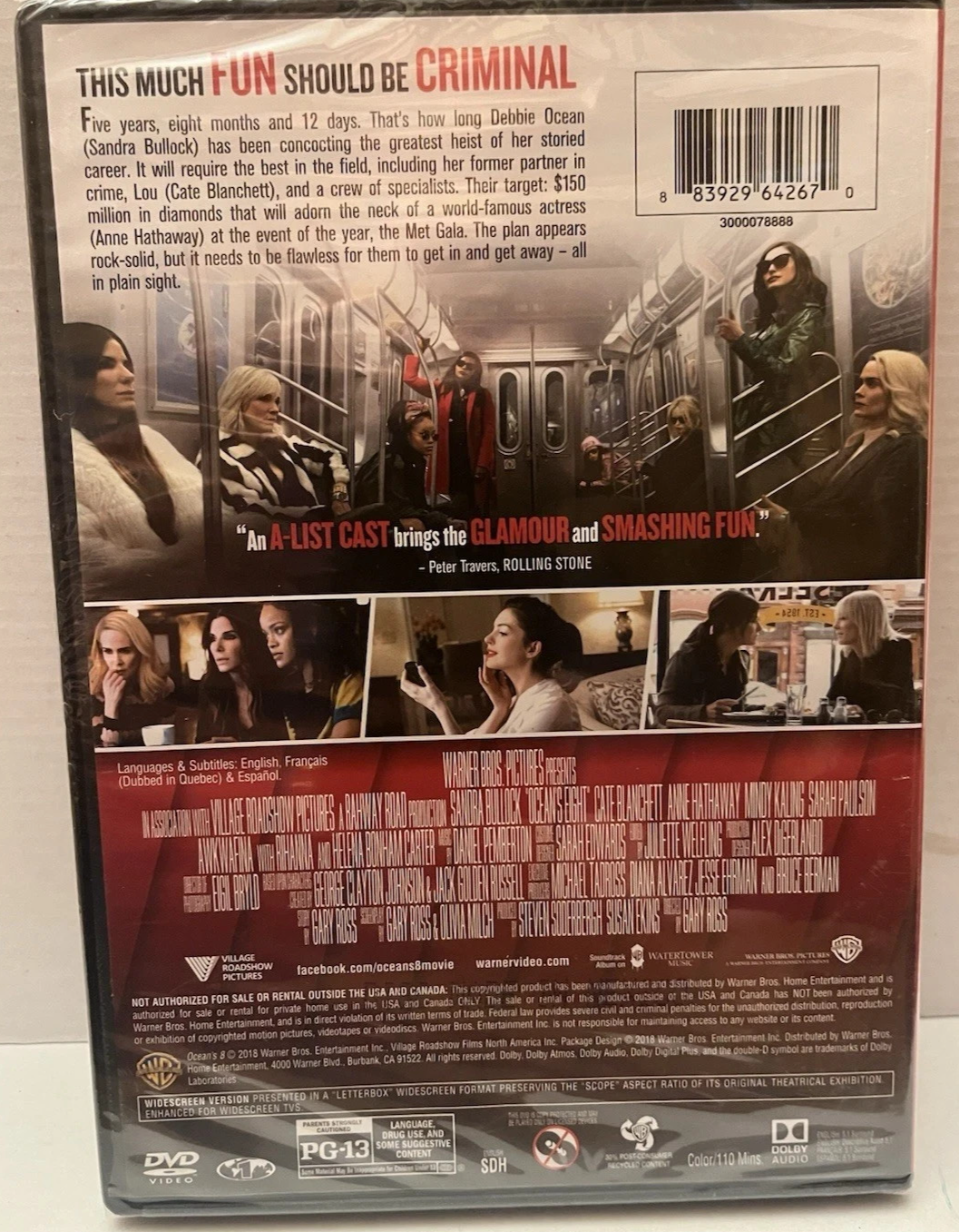 Ocean’s 8 (2018, DVD) New