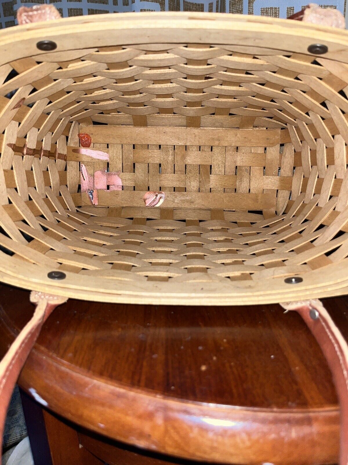 Long Burger Basket With Leather Handles
