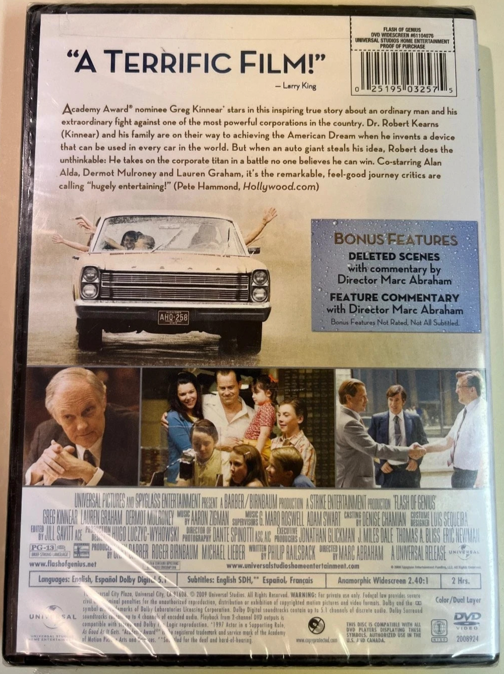 New Old Stock - Flash of Genius (DVD), True Story, Greg Kinnear, Bonus